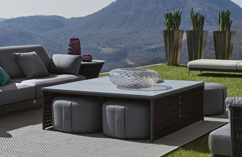 Oasi Outdoor square cocktail table with STONE top