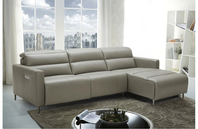Tony Taupe Reclining Leather Sectional  Sofa