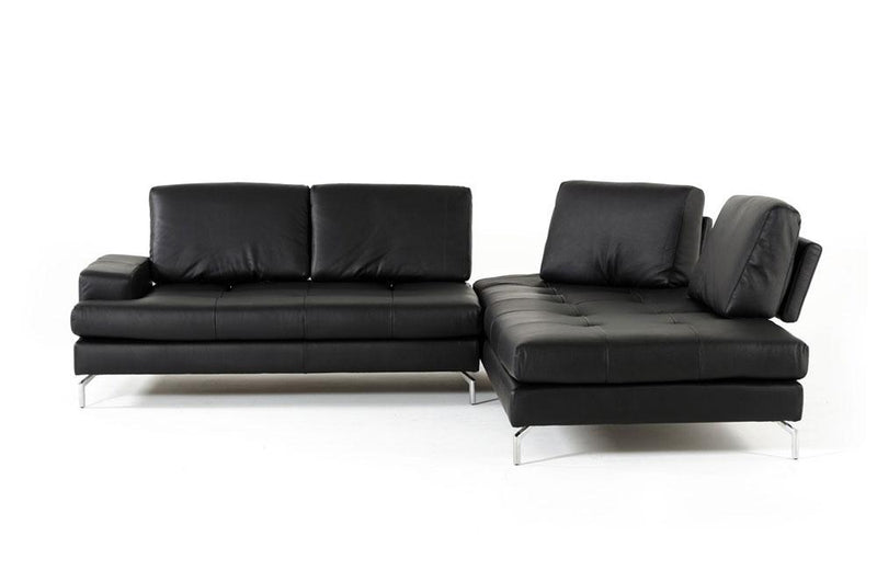 Voyager Modern Leather Sectional Sofa Black