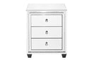Crystal 3 Drawers Nightstand in Clear Mirror Finish
