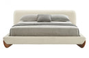 Modrest Fleury Contemporary Cream Fabric and Walnut Bed