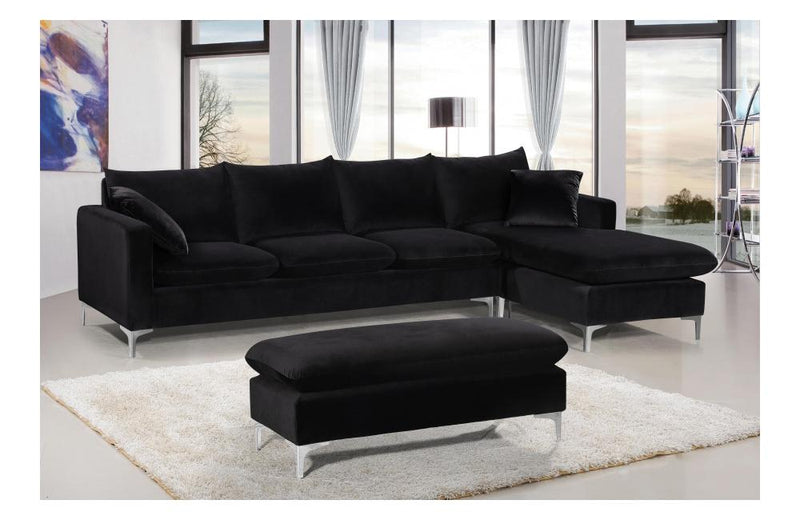 Lorinda Chrome Black Sectional Sofa