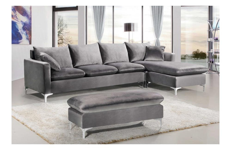 Lorinda Chrome Grey Sectional Sofa