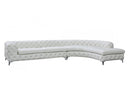 DIvani Casa Kohl Contemporary White RAF Curved Shape Sectional Sofa w/ Chaise