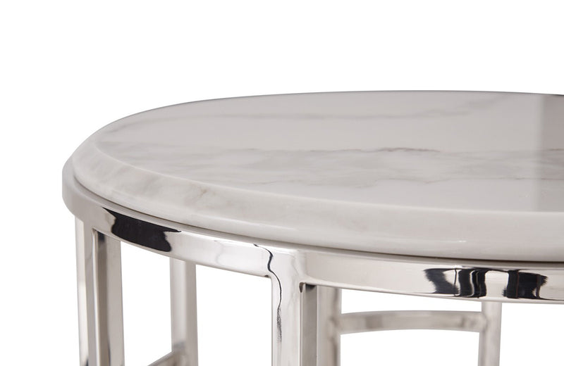 Modrest Silvan Modern Marble & Stainless Steel Coffee Table