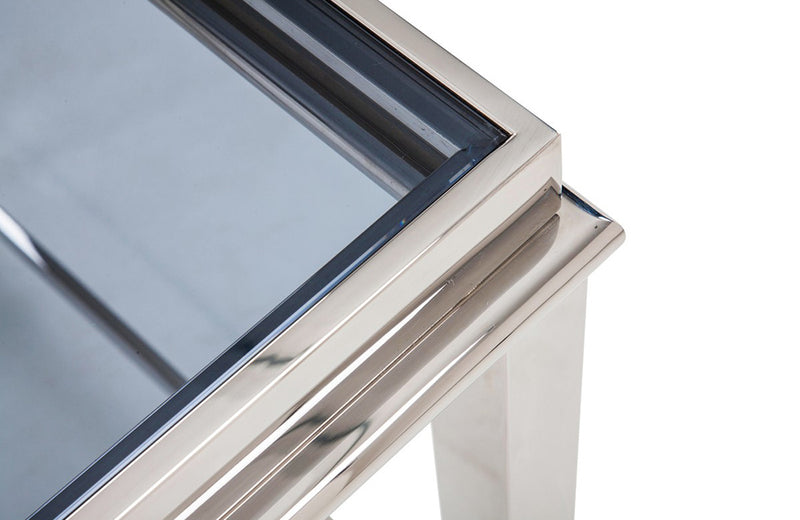 Modrest Agar Modern Glass & Stainless Steel Console Table