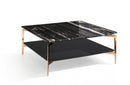 Modrest Dorian Modern Black Marble & Ebony Square Coffee Table