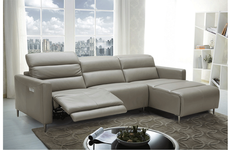 Tony Taupe Reclining Leather Sectional  Sofa