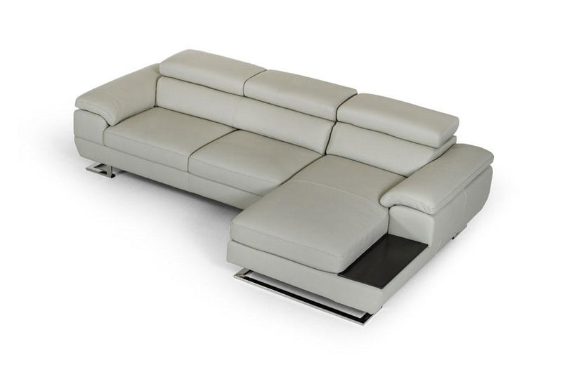 Invictus Modern Gray Leather Sectional Sofa
