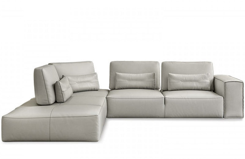 Coronelli Collezioni Hollywood Italian Light Grey Leather Sectional Sofa