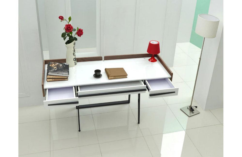 Branton Contemporary White & Walnut Office Desk