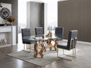 Ritz Modern Dining Table Glass & Rose Gold