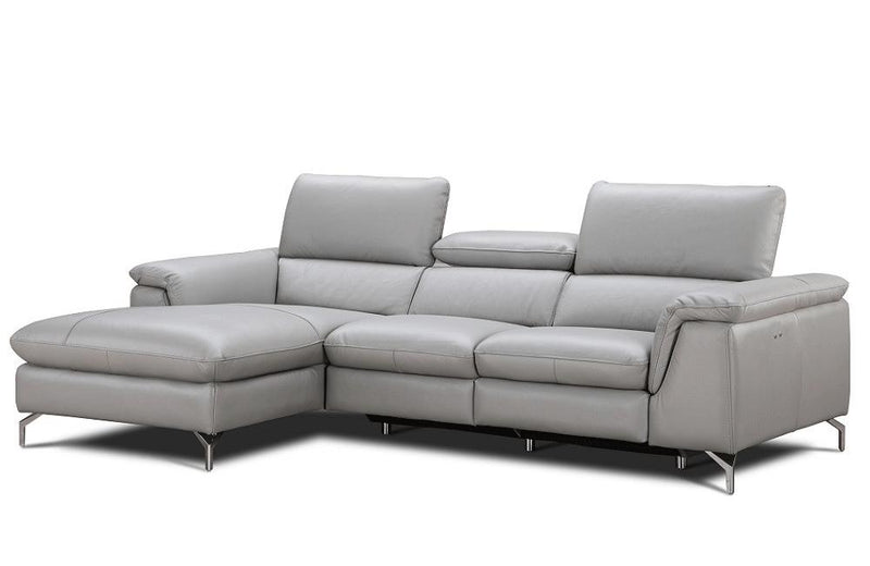 Julie Light Gray Leather Sectional Sofa