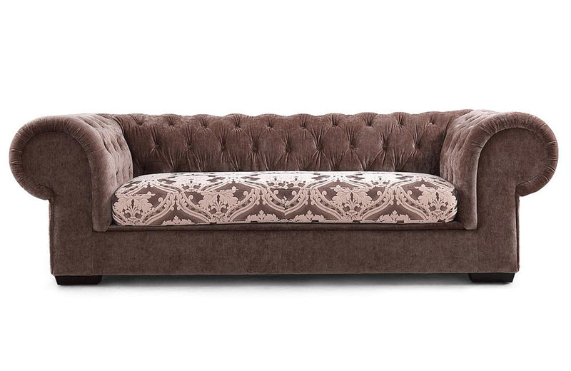 Metropolitan Transitional Brown Fabric Tufted Sofa Set