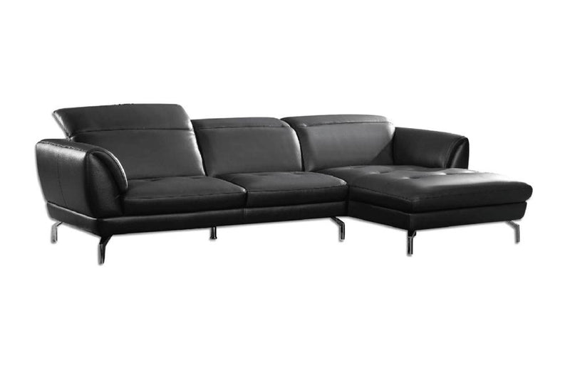 Nicola Black Leather Sectional Sofa