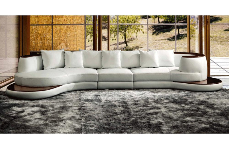 Rodus Rounded Corner Leather Sectional Sofa