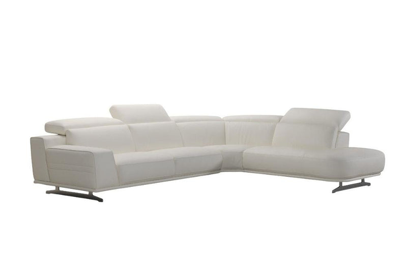 Ryker Divani Casa Benson Modern White Leatherette Sectional Sofa