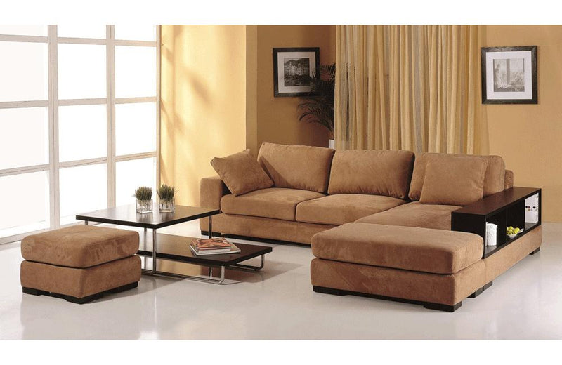 Justina Sectional Sofa Set with 2 Ottoman Brown