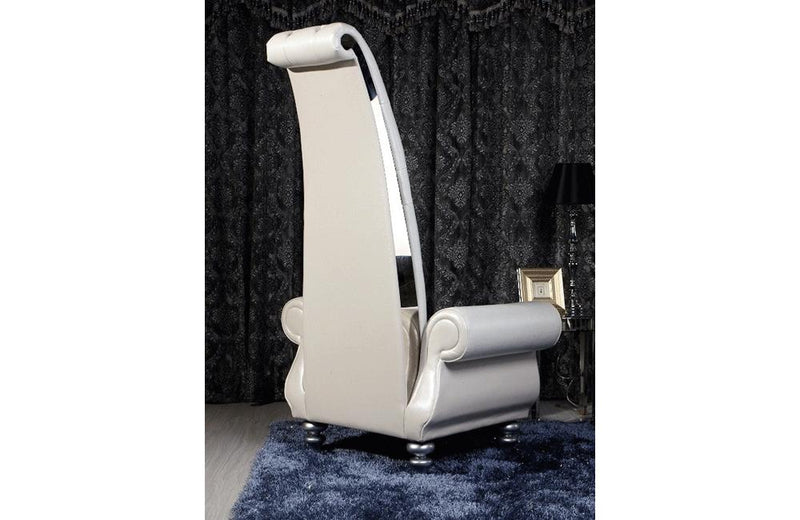 Neo Classical Pearl White Italian Leather Tall Chair