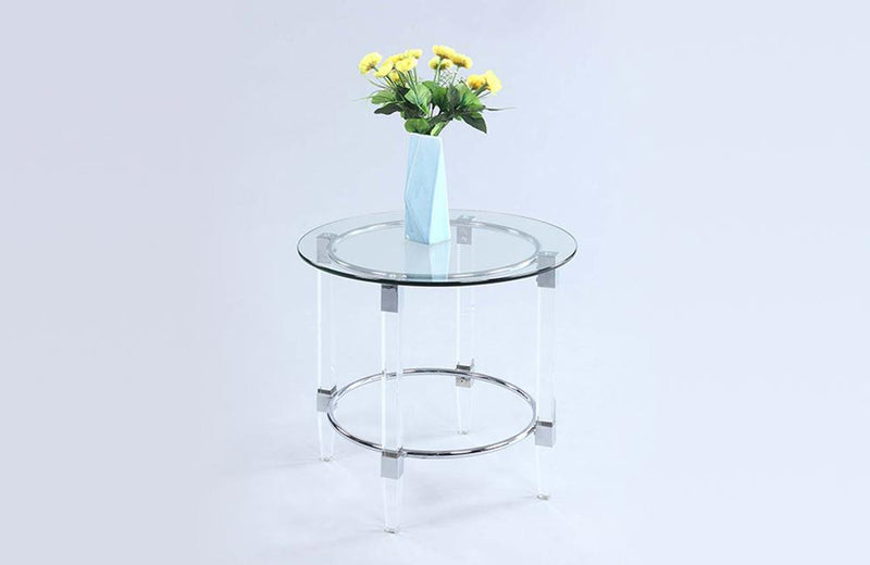Carly Round Glass Lamp Table
