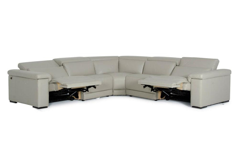 Palinuro Modern Gray Leather Sectional Sofa