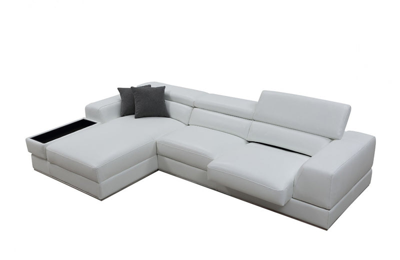 Divani Casa Pella Mini Modern White Bonded Leather Left Facing Sectional Sofa