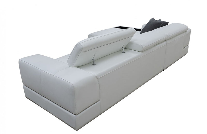 Divani Casa Pella Mini Modern White Bonded Leather Left Facing Sectional Sofa
