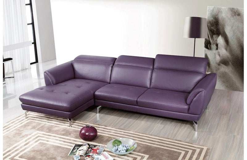 Nicola Purple Leather Sectional Sofa
