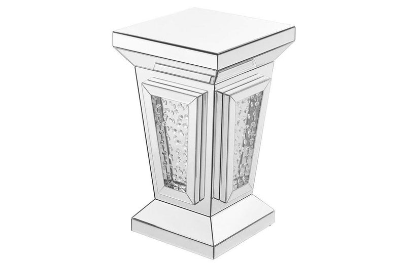 Modern Crystal End Table In Clear Mirror Finish
