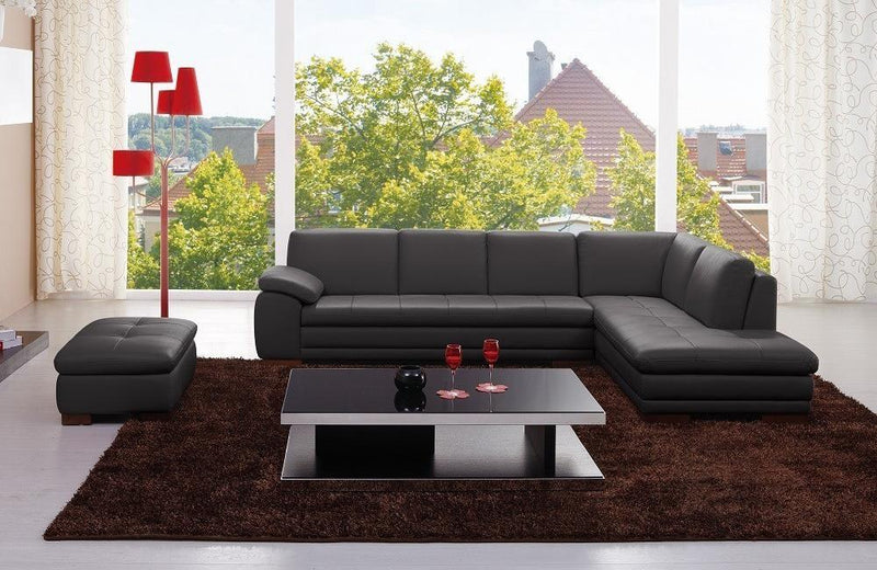 Abilene Grey Leather Sectional Sofa