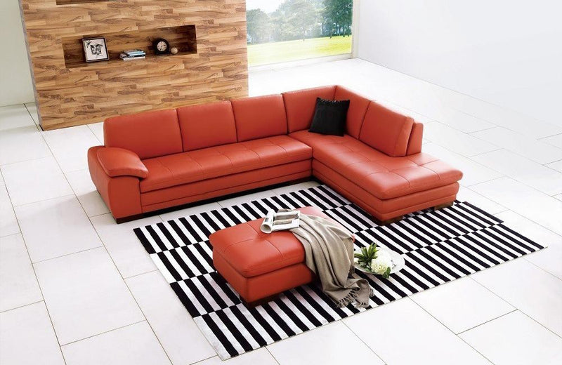 Abilene Pumpkin Leather Sectional Sofa