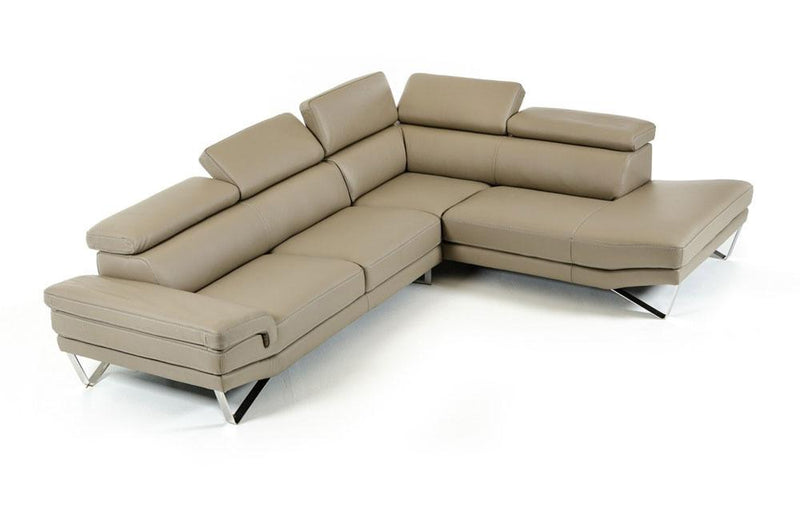 Aria Modern Gray Italian Leather Sectional Sofa