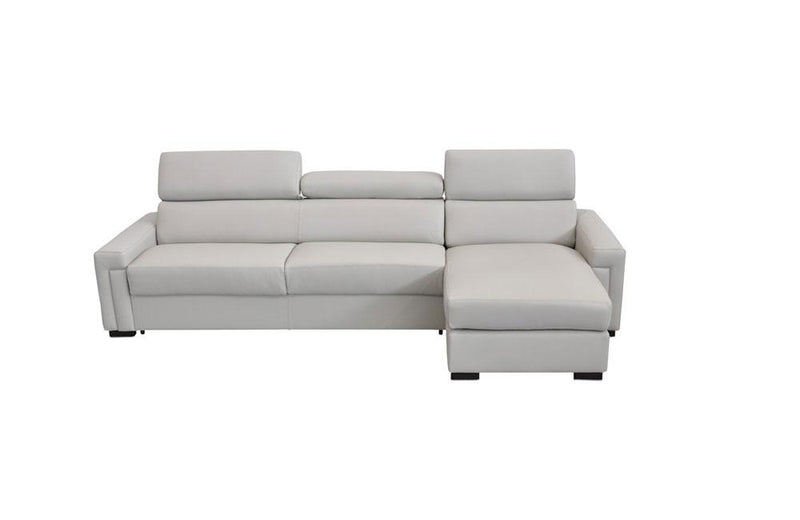 Sacha Modern Leather Reversible Sofa Bed Sectional Light Gray
