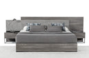 Nova Domus Enzo Italian Modern Grey Oak & Fabric Bed w/ Nightstands