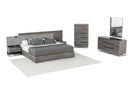 Nova Domus Enzo Italian Modern Grey Oak & Fabric Bed w/ Nightstands