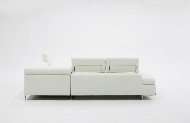 Divani Casa Myst Mini Modern White Eco-Leather Right Facing Sectional Sofa