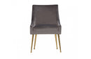 Modrest Castana Modern Grey Velvet & Gold Dining Chair (Set of 2)