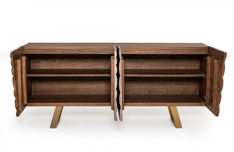 Modrest Finley Modern Walnut & Gold Buffet