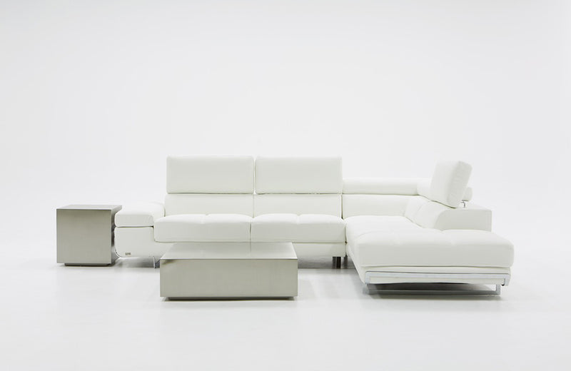 Divani Casa Myst Mini Modern White Eco-Leather Right Facing Sectional Sofa