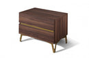 Nova Domus Calabria Modern Walnut & Green Velvet Bed & Nightstands