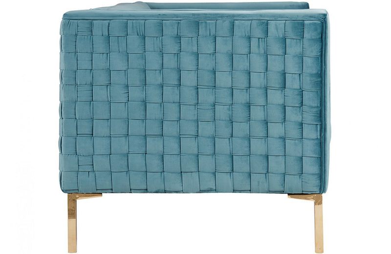 Divani Casa Putnum Modern Blue Velvet Sofa