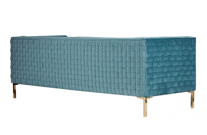 Divani Casa Putnum Modern Blue Velvet Sofa