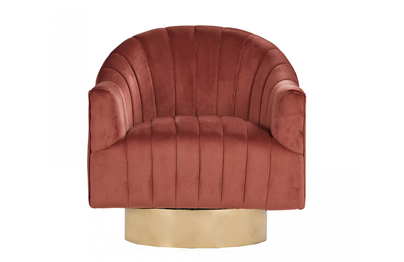 Divani Casa Parson Modern Copper Velvet Swivel Armchair