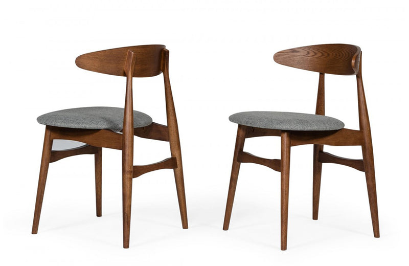 Modrest Prospect Modern Grey Fabric & Walnut Dining Chair (Set of 2)