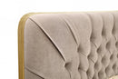 Modrest Moontide Glam Beige Velvet and Brushed Brass Bed