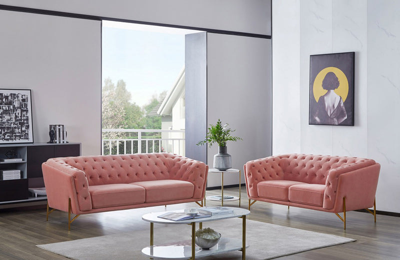 Divani Casa Aiken Modern Salmon Velvet Sofa