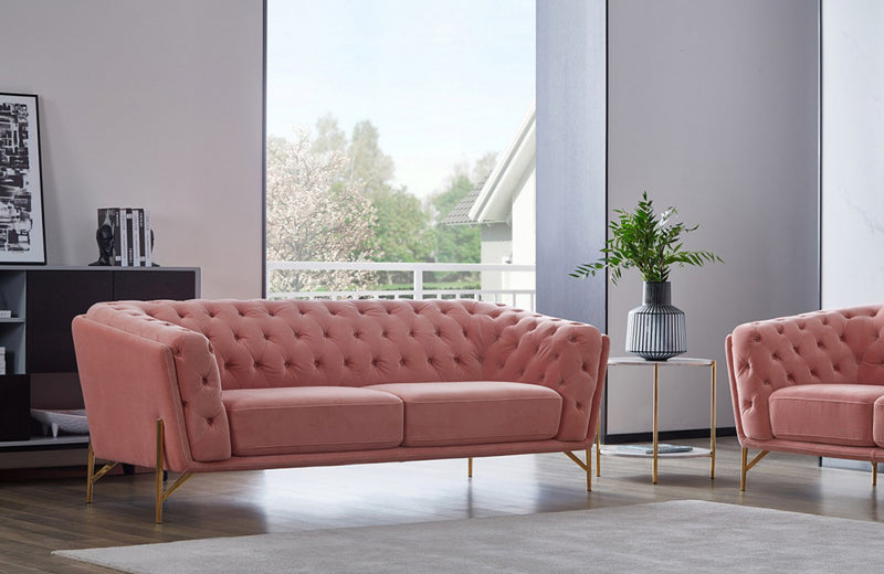 Divani Casa Aiken Modern Salmon Velvet Sofa