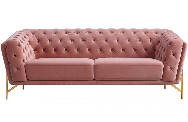 Divani Casa Aiken Modern Salmon Velvet Sofa