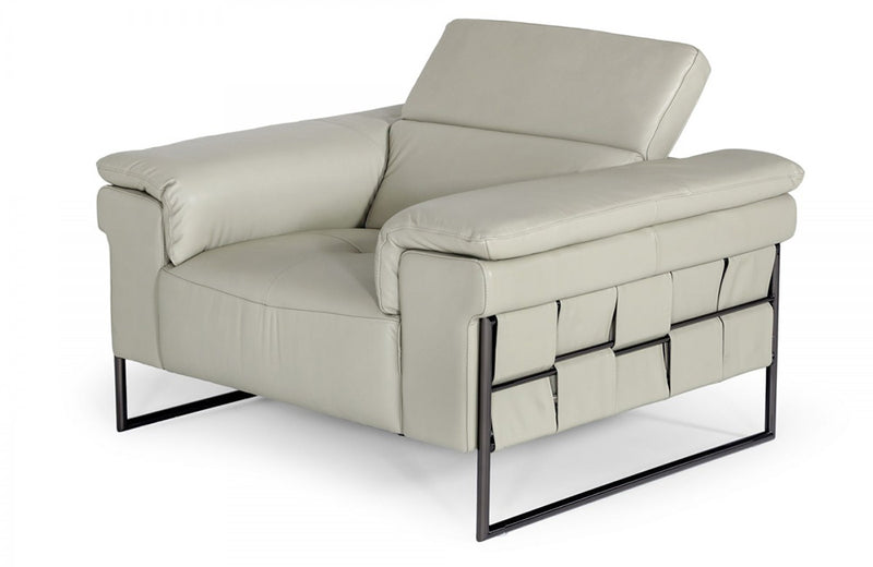 Divani Casa Shoden Modern Light Grey Leather Chair