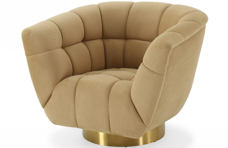 Divani Casa Granby Glam Mustard and Gold Fabric Chair